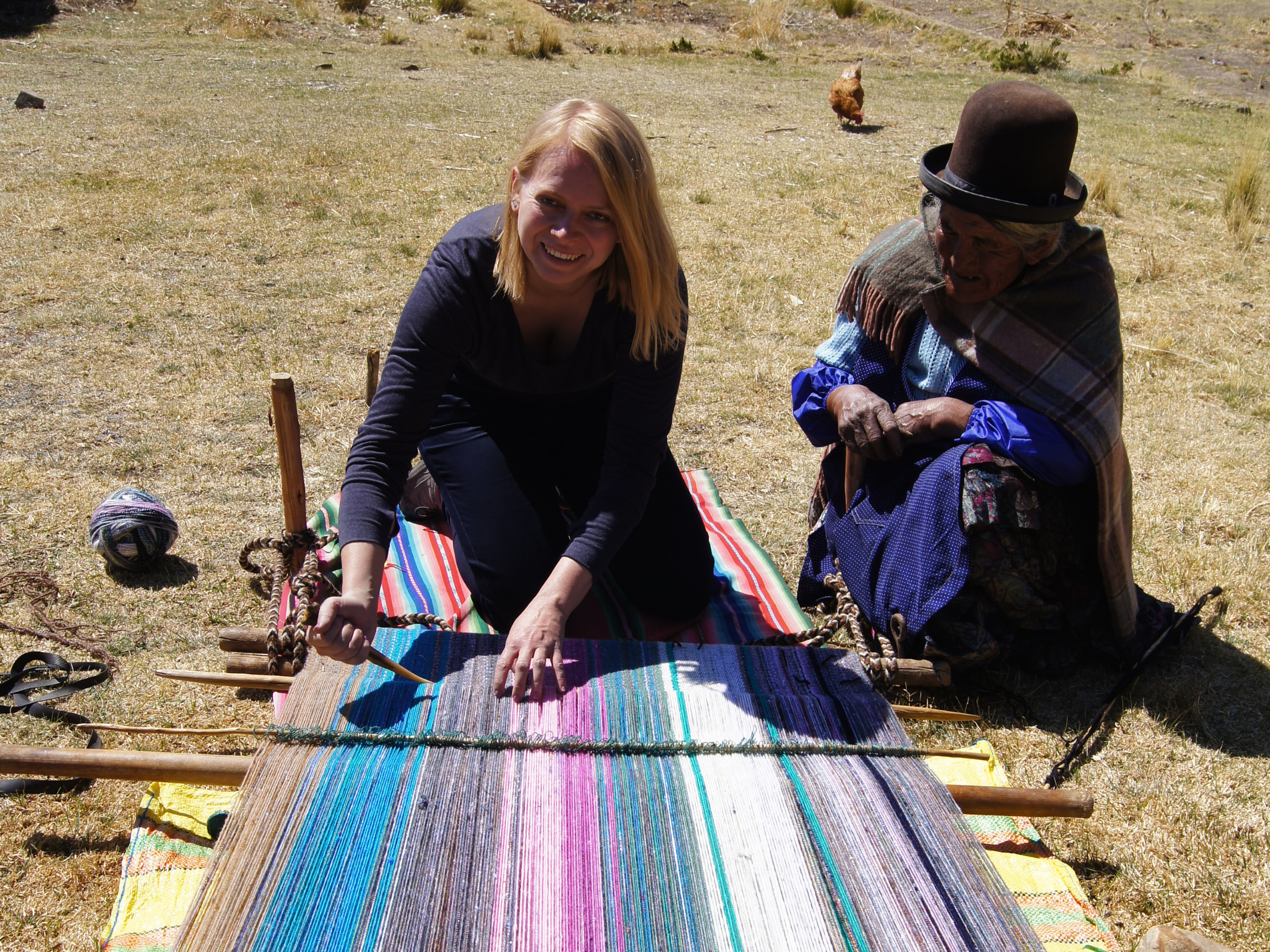 Heidi-weaving-Bolivia Heidi Indigenous Language Learning